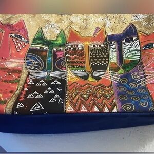 Laurel Burch Colourful Cats Canvas Tote Bag | Zippered